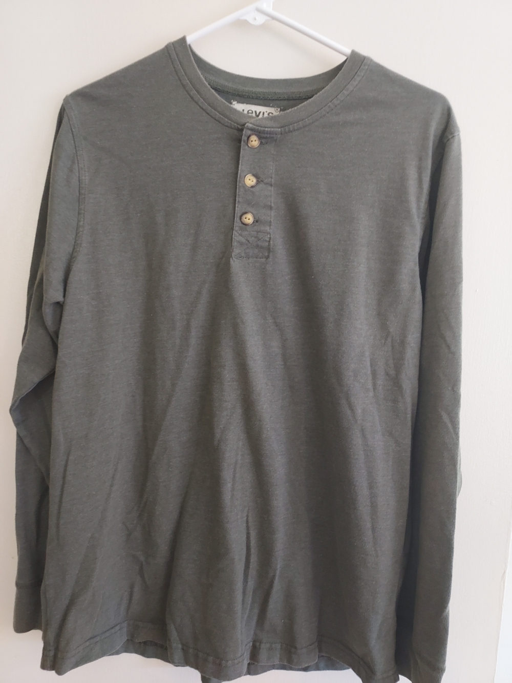 Levi's Men's Olive Green Long-Sleeve Henley Shirt